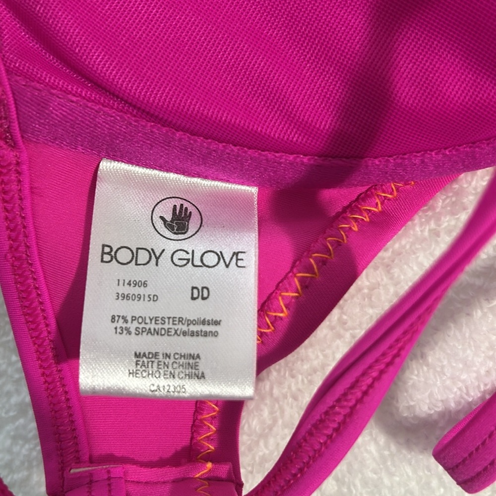 Body Glove DD Top Bikini 80s Throwback Solo Bikini Top Flamingo Pink Orange NWT - Picture 10 of 11